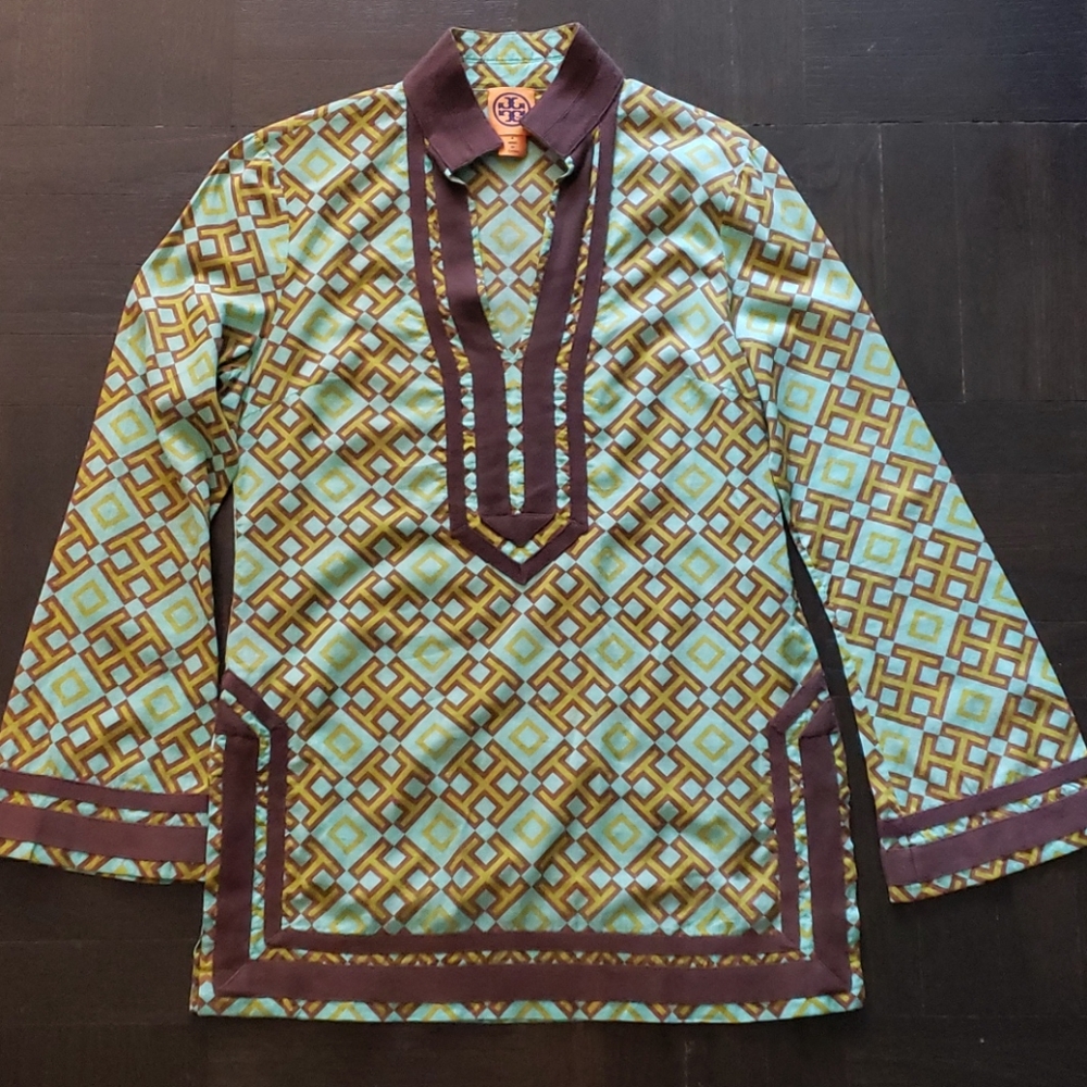 Tory Burch Beach Tunic geometric print coverup